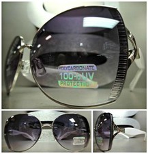 Women CLASSIC VINTAGE RETRO Style SUNGLASSES Classy Elegant Silver  White Frame
