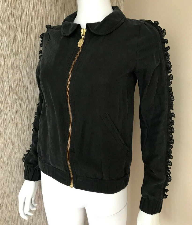 Manoush Seide & Leinen Blouson Bomber Jacke Einzelhandel Größe Eu 6 BNWT - Bild 2 von 4