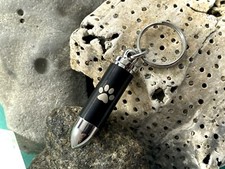 Keyring Urn .5" Key Chain Mens SMALL BULLET Cremation Pendant Pet Dog Cat Paw