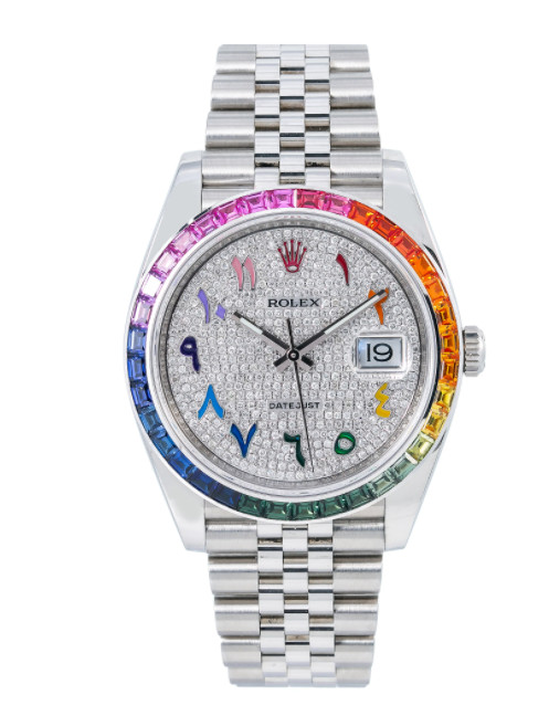 Rolex Datejust 41mm Stainless Steel Jubilee Rainbow Bezel - 126300