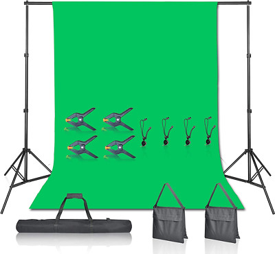 Photo Video Studio Green Screen Backdrop Kit Includes Stand Background 7 x 10 ft