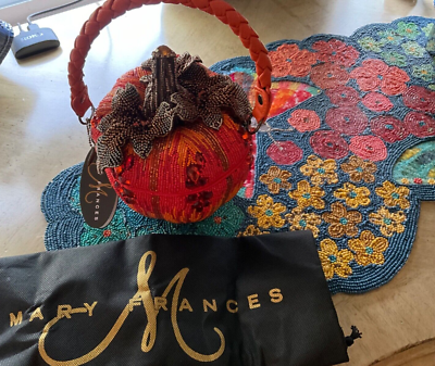 Mary Frances Smashing Pumpkin Large Stones/Beaded Top Handle Purse