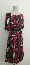 MONSOON Black & Pink 100% Silk Midi Evening Dress Beaded Trim BNWT Size 8