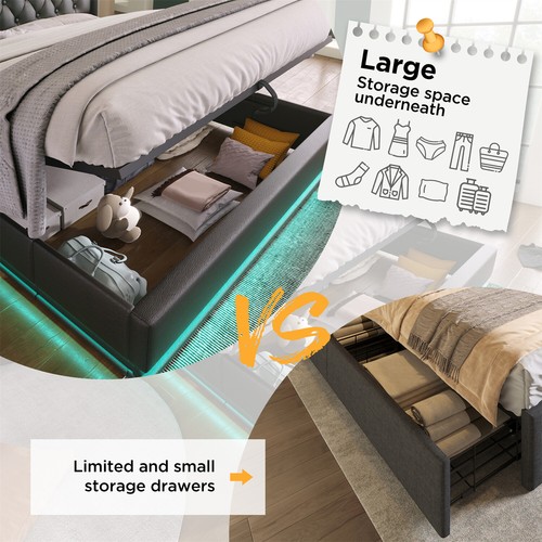 Twin/Full/Queen/King Size Upholstered Platform Bed w/ Hydraulic Storage System - Picture 15 of 72