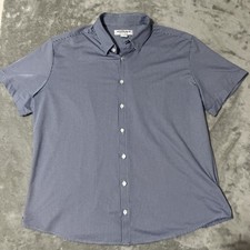 Mizzen  Main Button Up Short Sleeve Shirt Mens XL Blue Gingham Check