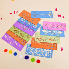 Set of 12 Rangoli Stencils 18cm Reusable Muggu Making Templates Diwali Decor