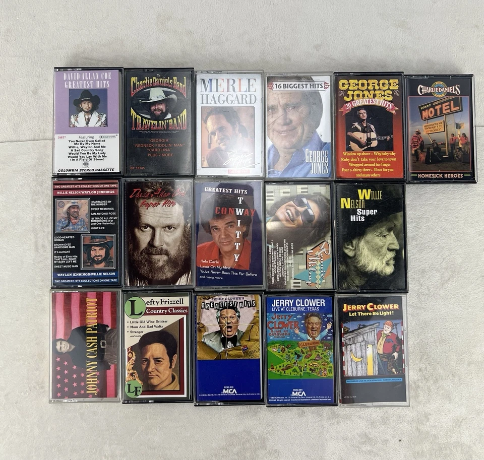 David Allen Coe Jerry Clower Johnny Cash Haggard CDB Possum Lot of 16 Cassettes Foto 4 de 4