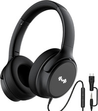 Wired Over-Ear Headphones, Mic, 3.5Mm, USB-C Adapter, Black  Over-Ear Comfort w