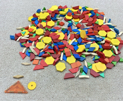 Geometric Flat Wood/Plastic Tiles Blocks Patterns Math Manipulative