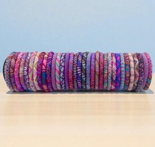 Seed Bead Bracelet Set 6pc Random Mix Nepal Boho Roll-On Glass -BERRY TONES