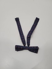 Vtg BROOKS BROTHERS Navy Blue Red Print 100 Silk Boys Bow Tie Made In USA