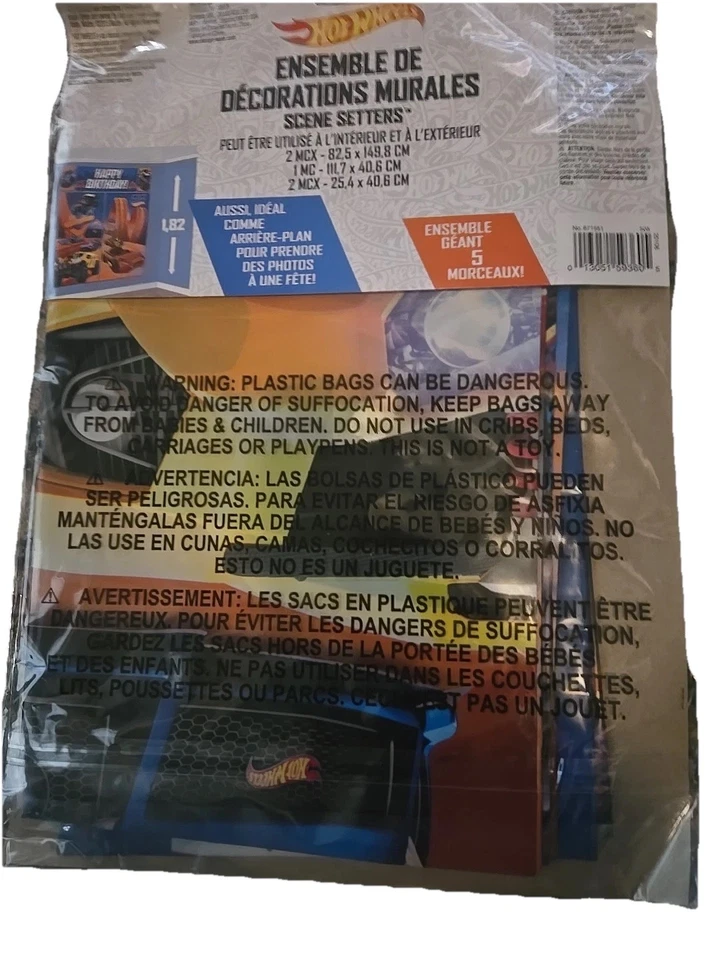 Hot Wheels Birthday Decorating Kit Backdrop Scene Setters Large Posters 6' - Image 2 of 4