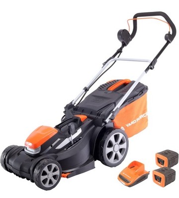 Yard Force 40V Akku-Rasenmäher   40 cm Schnittbreite, Kabellos, Inkl. 2 Akkus