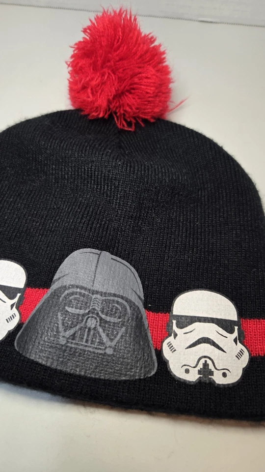 Boné de malha Star Wars Darth Vader Stormtrooper meninos inverno gorro vermelho pompom  - Imagem 3 de 4