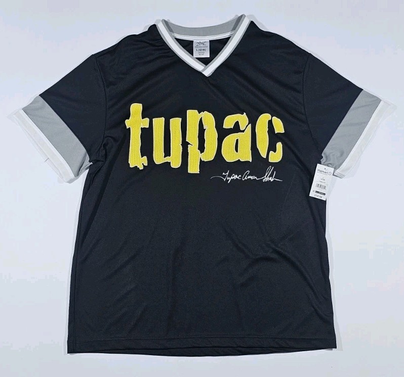 Tupac Shakur Baseball Jersey Shirt Men's Large ( L ) 2PAC Black Short Sleeve