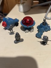 Vintage Set Of 1960s Space Men Miniature Cake Toppers. Marked HK