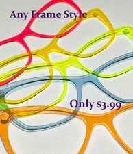 PAIR EYEWEAR COMPATIBLE BLANKS - Fluorescent Transparent Acrylic Frame Toppers