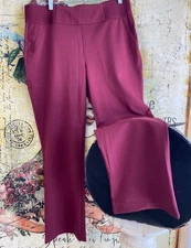 DG2 by Diane Gilman Wide Leg Ponte Pant Burgundy Maroon New Trouser