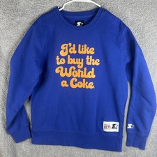 Starter Sweatshirt Mens Large Blue Coca-Cola I'd Like To Buy A Coke Graphic