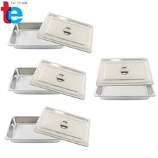 4-Piece Stainless Steel Food Steam Pans w/ Covers for Catering & Prep