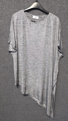 Wallis kurzärmliges Oberteil mit asymmetrischem Saum grau schimmernd UK L UVP 27 £ LN063 sehr guter Zustand 12