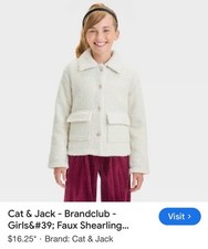 Girls' Cozy Shearling Jacket - Cat Jack Beige L Glitter In It
