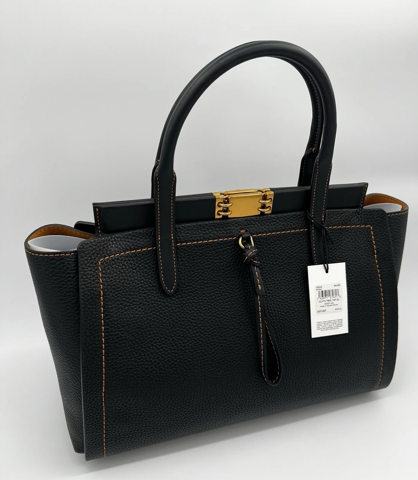 Coach Black Troupe Carryall 35 stile 78500 nuovo con etichetta prezzo al pubblico consigliato $795