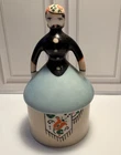 FULPER POTTERY Stangl Art Deco Floral Lady Trinket Dresser Box Powder Jar Floral