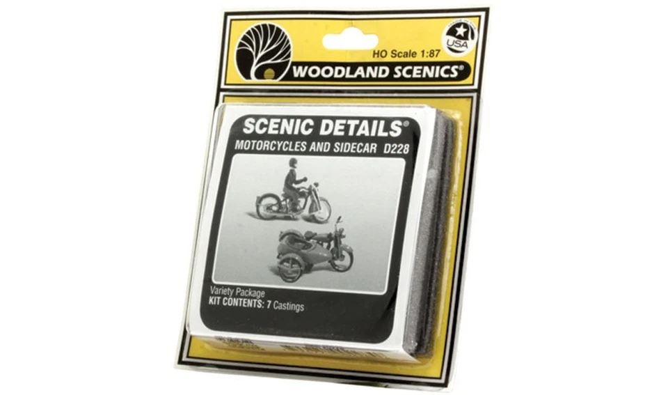Woodland Scenics H0 1:87 Moto Et Side-Car En Métal Blanc Kit D228 - Photo 3/3