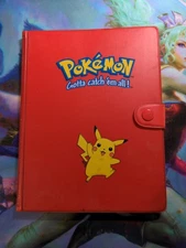 Vintage 1999 Pokemon Pikachu Red Binder TCG Album 30 Page Card Holder