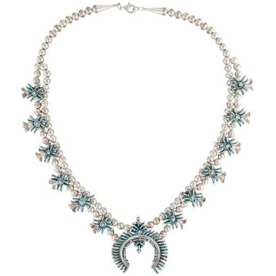 純銀 STERLING 950スターリング K.UYEDA KUTANI 貝殻型 Marlon Quam Zuni Native American Sterling Turquoise Squash Blossom