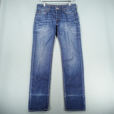 G Star Raw 3301 Jeans Herren W32 L36 Blau Low Tapered Button Fly Hose Distressed