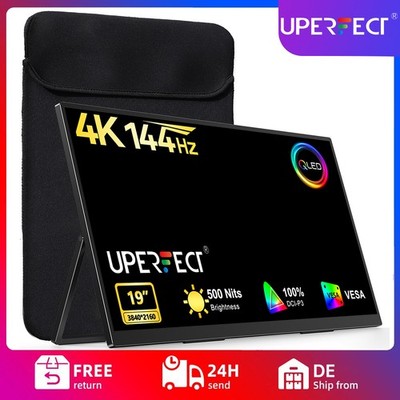 UPERFECT 19'' Portabeler Monitor 4K 144Hz Gaming Monitor QLED & VESA Mount für PC
