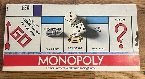 Vintage 1974 Monopoly Game Complete Original Pieces & Game Board Parker Brothers
