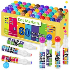 60 Pack Mixed Colors Set of Bingo Daubers Mini Dot Markers Bingo Supplies in ...