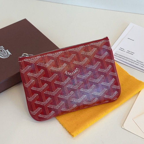 Excellent Goyard Senat Mini Monogram Canvas Red Wallet Silver Hardware