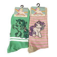 My Little Pony Cartoon Pink Green 2-pair Novelty Adult Size 6-12 Socks NWT