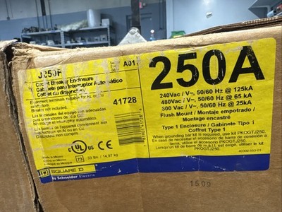 Square D J250 Circuit Breaker Enclosure 250A 240/480/600V Type 1 Flush Mount