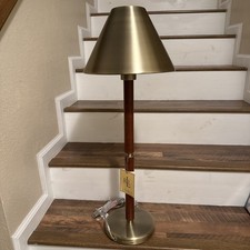 (1) Ralph Lauren Modern Brass Leather Art Decoration Table Lamp w/Shade ~New~
