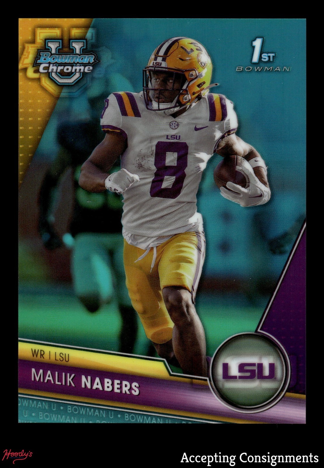2023 Bowman Chrome University Aqua Refractor #74 Malik Nabers 1ST ROOKIE 023/299