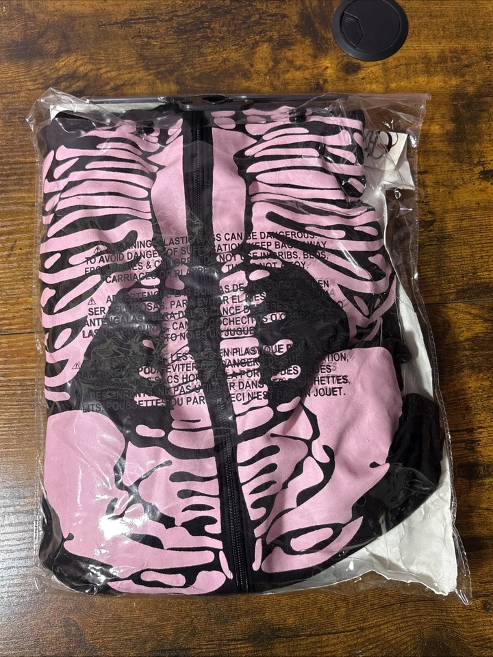 Adulto Mujer Rosa Esqueleto Estampado Corazones Sudadera Sudadera Vestido con Capucha Mediano Foto 3 de 3