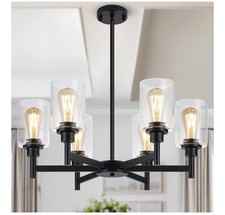 Black Chandelier, 6 Light Farmhouse Chandeliers for Dining Room Light Fixture...