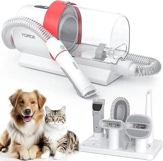 Dog Grooming Kit, Pet Grooming Vacuum with Clippers & Trimmer, Dog Vacuum Brush