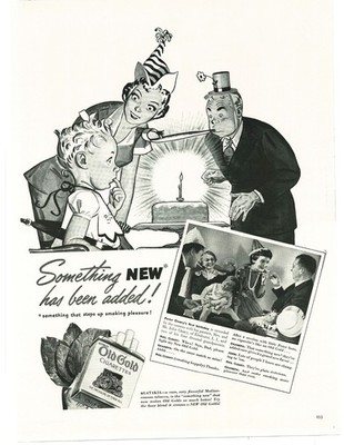 1942 Old Gold Cigarettes Baby 1st Birthday Party Vintage Print Ad