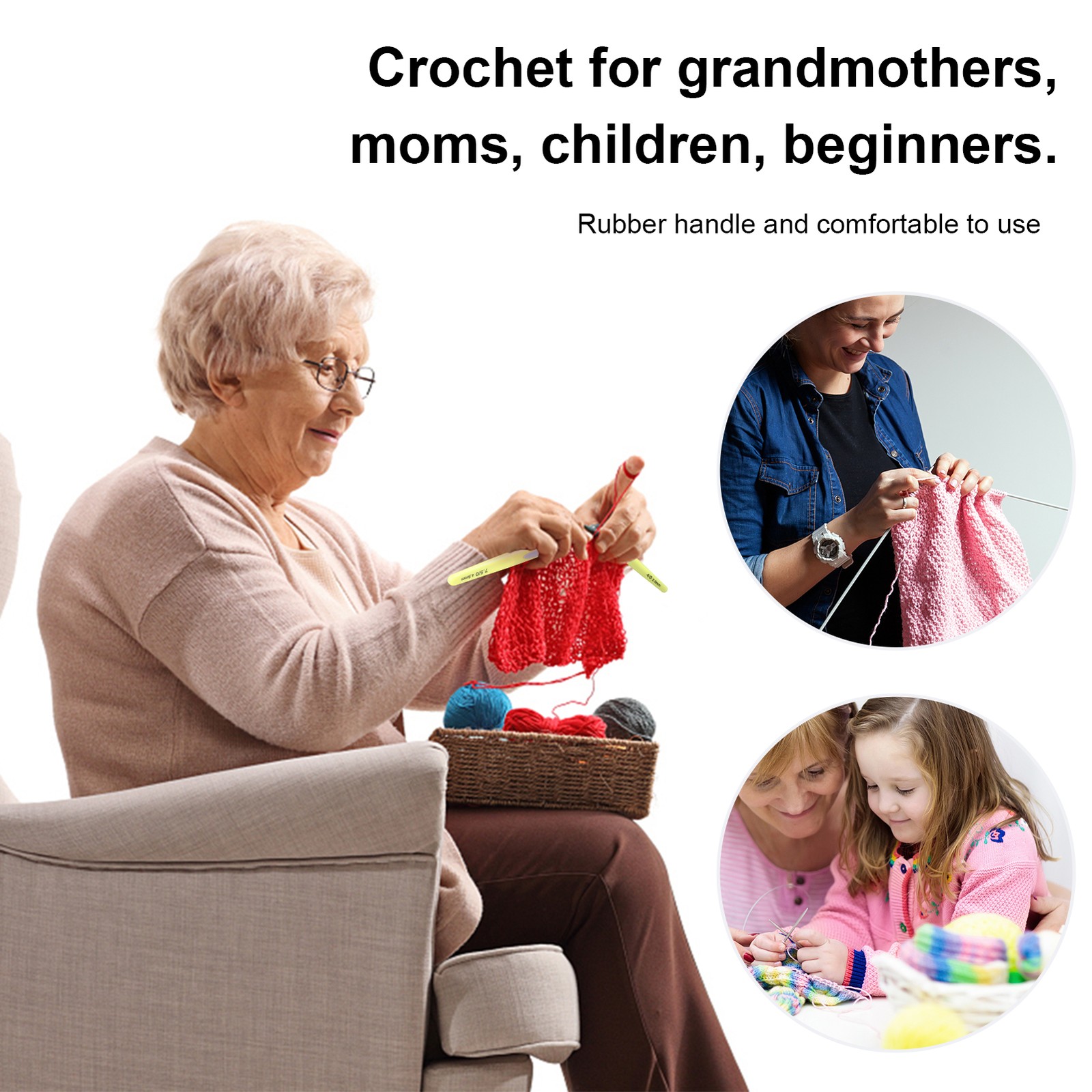 8Pcs Ergonomic Crochet Hooks Set Comfortable Sweater Knitting Tools Trending