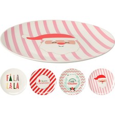 Set of 4 Christmas Ceramic Plates | 4-piece Festive Round Side Plates - 20cm