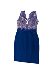 Lipsy Women's Blue Cream Bodycon Dress Medium