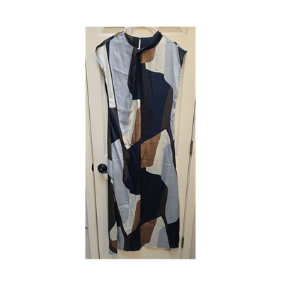 NWT Micas Multicolor Geometric Shift Dress with High Neck, Sleeveless, Large