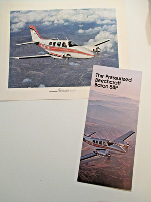 1975 Beechcraft BARON 58P Sales Pamphlet Brochure & Photo