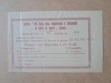 Biglietto Lotteria pro Parco e Monumento - 1928